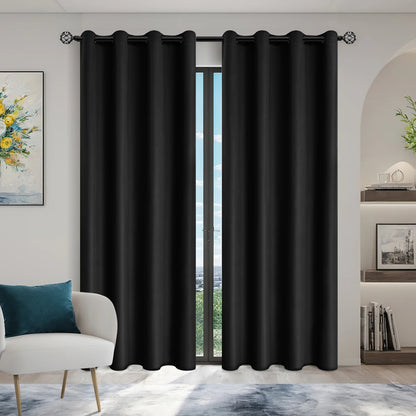 Lot de 2 rideaux occultants – Panneaux de fenêtre isolants thermiques anti-UV pour chambre et salon