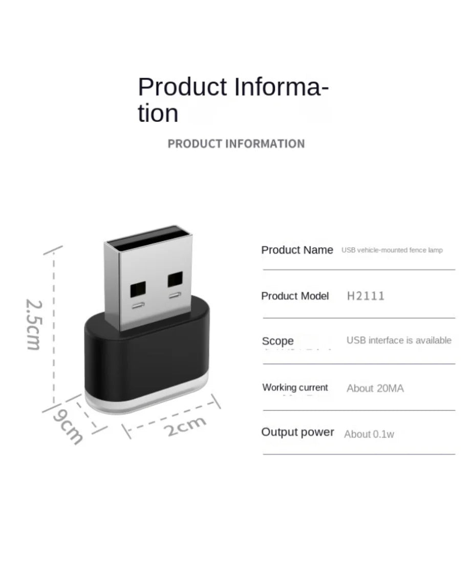 Mini USB LED Luz Ambiental Interior para Coche – Lámpara de Ambiente de Neón Plug & Play y Luz de Emergencia