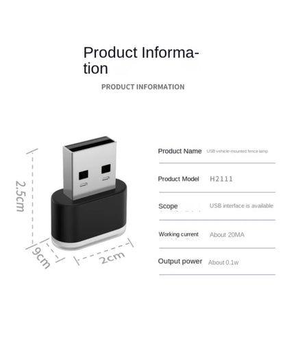 Mini USB LED Luz Ambiental Interior para Coche – Lámpara de Ambiente de Neón Plug & Play y Luz de Emergencia
