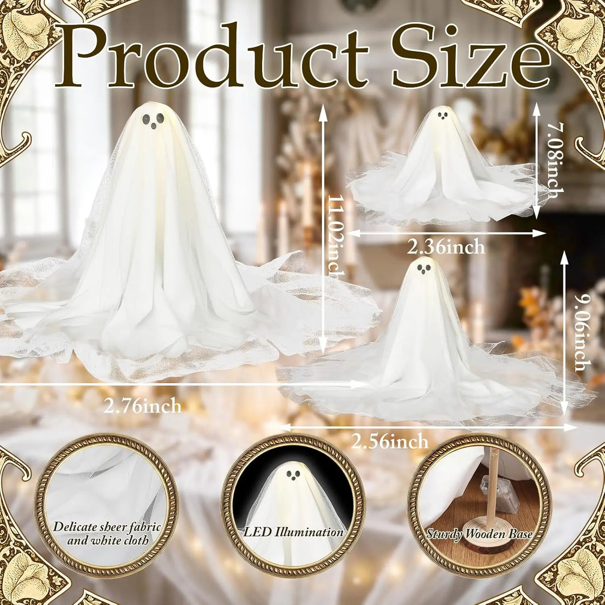 1/2/3 Sets Halloween Lighted Ghost DIY Decoration Kit, Warm White Spooky Table Lamp, Ghost Table Centerpiece, Indoor Halloween Party Decor and Festive Home Accessories