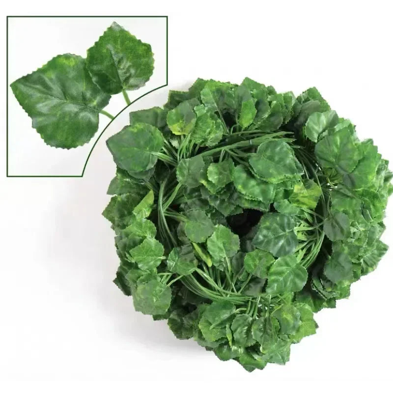 Artificial Ivy Vine Garland – Realistic Faux Green Leaf Rattan Creeper for Garden, Wedding Decor, Party Decorations, Hanging Plants & Home Decoration
