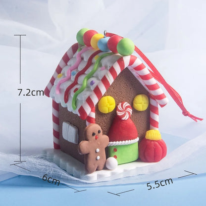 5PCS Gingerbread House Christmas Ornaments – Holiday Tree Hanging Decorations with Rope, Gingerbread House Decor for Xmas & Home