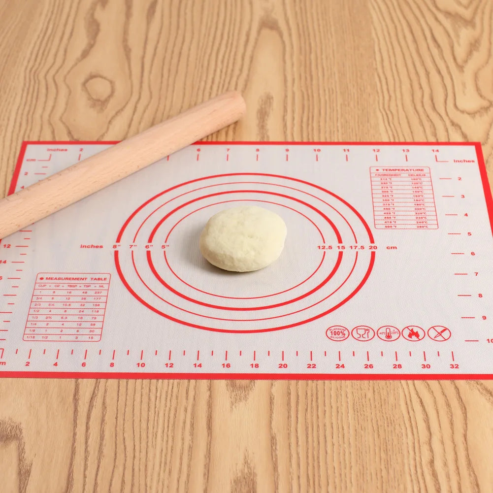 Tapete de silicona para hornear - Tapete antiadherente para amasar masa de 40/50/60 cm, lámina grande de cocina para extender masa para pizza, pan, pastel y preparación de horneado, almohadilla reutilizable de grado alimenticio
