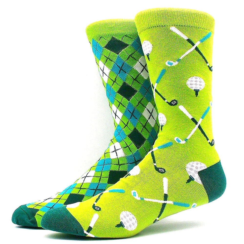 Funny Colorful Hip Hop Socks – Combed Cotton Animal, Astronaut & Geometric Print Socks for Men & Women, Business Dress Wear
