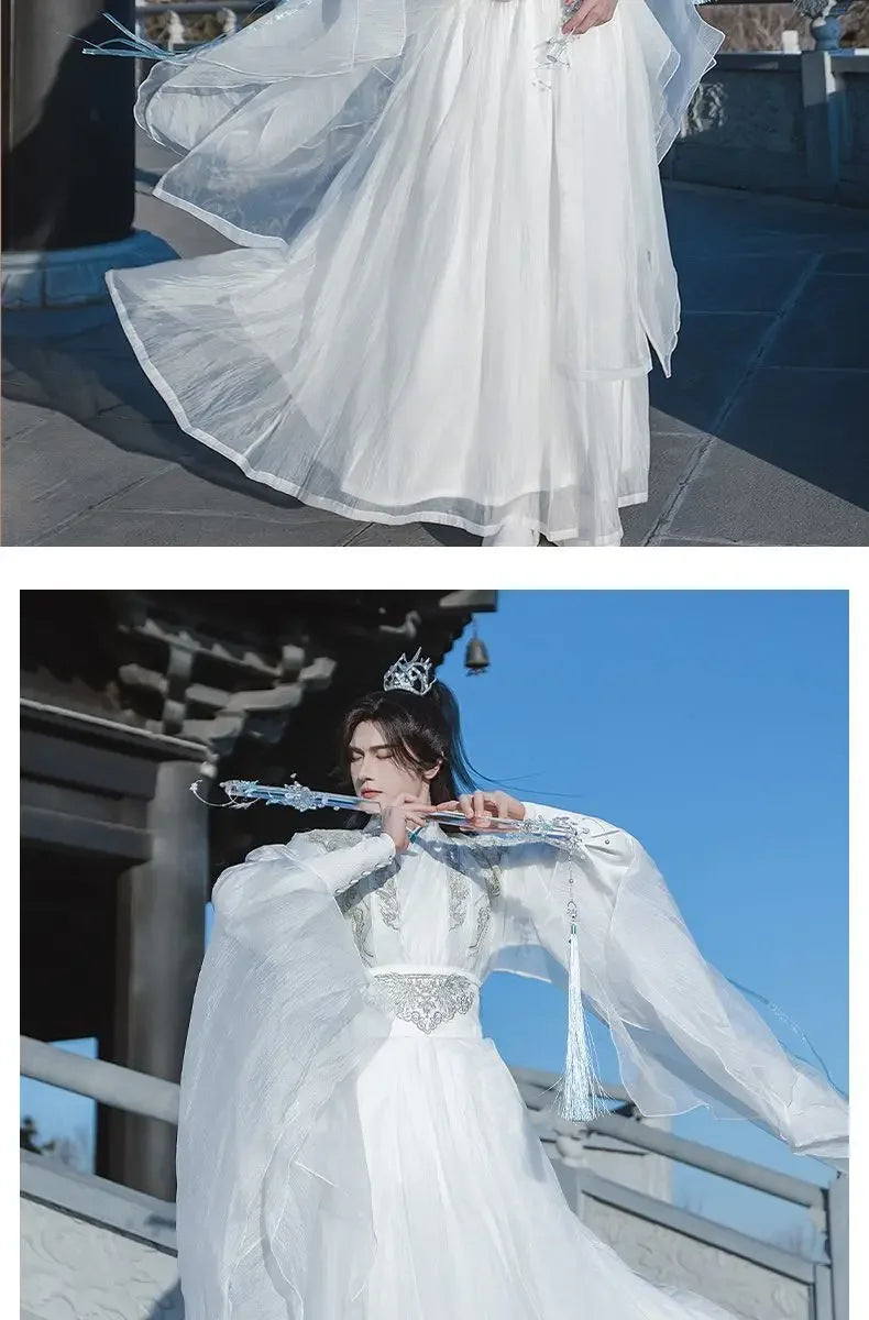 2HA Chu Wanning Cosplay Costume – White Ancient Hanfu Dress Inspired by Mo Ran & Chu Wanning (The Husky and His White Cat Shizun) Chinese Drama Outfit for Halloween, Convention & Roleplay