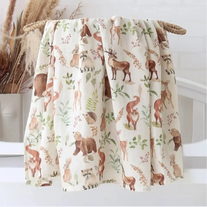 Couverture d'emmaillotage pour bébé en mousseline de bambou – Ultra douce 120 x 120 cm, couverture de naissance, d'emmaillotage et de chambre d'enfant