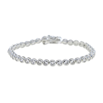 Pulsera de tenis 5A CZ – Pulsera geométrica de cristal de circonita cúbica con bisel para mujer | Joyería de moda clásica de lujo