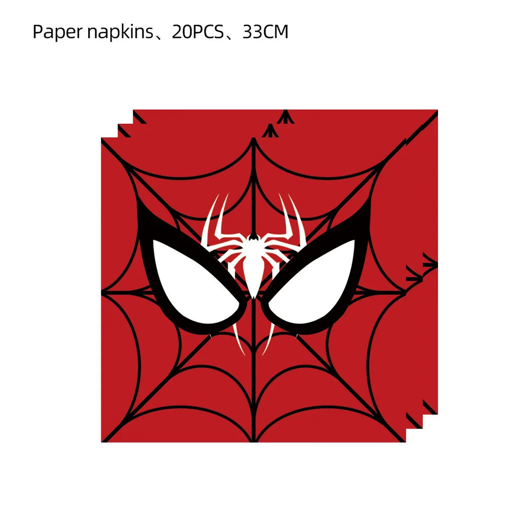Spider Hero Birthday Party Supplies Set – Kids' Party Tableware Kit with Plates, Cups, Tablecloth, Backdrop, Balloons & Decorations