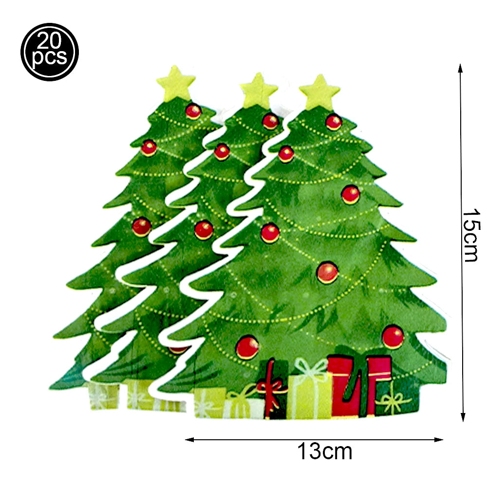 9-Inch Merry Christmas Paper Plates – Santa Claus, Christmas Tree & Elk Round Disposable Plates for Xmas Party & Table Decor