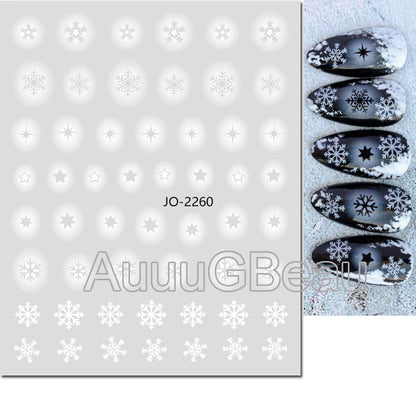 3D Christmas Nail Art Stickers – Snowflake & Winter Tree Nail Decals for Nail Tips Decoration