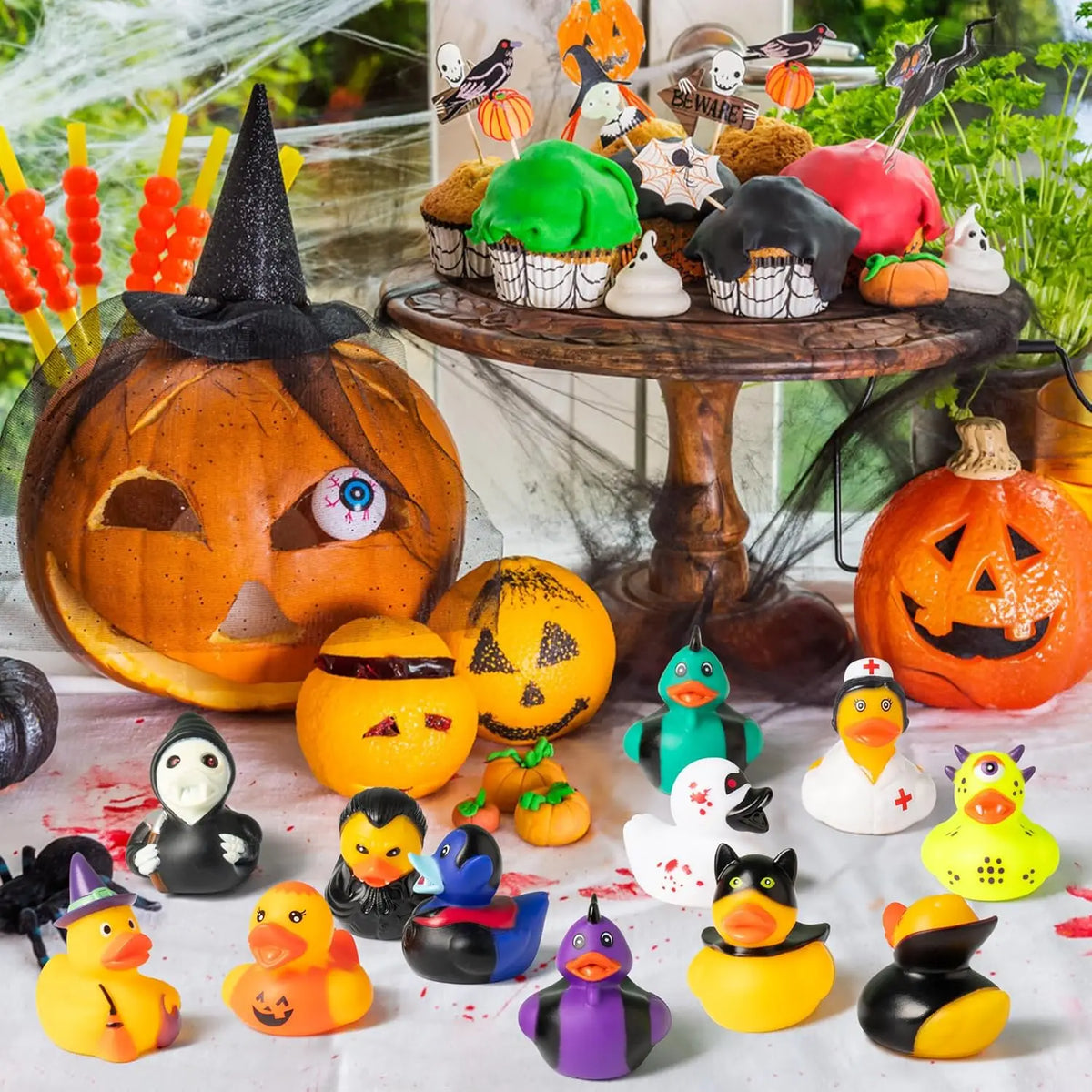16-200PCS Halloween Rubber Ducks Bulk, Cute Halloween Themed Duck Toys for Jeep Ducking, Trick or Treat Goodie Bag Fillers, Party Favors, Gifts and Kids Halloween Supplies
