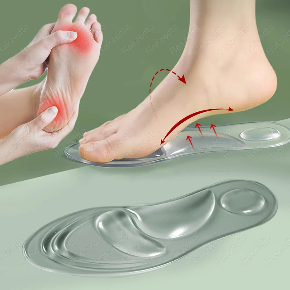 Medical Silicone Orthopedic Insoles for Women – Gel Arch Support Shoe Inserts for Flat Feet, Plantar Foot Comfort & Cushioning