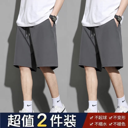 Men's Ice Silk Quick-Dry Beach Shorts – Lightweight Breathable Elastic Waist Casual Summer Shorts