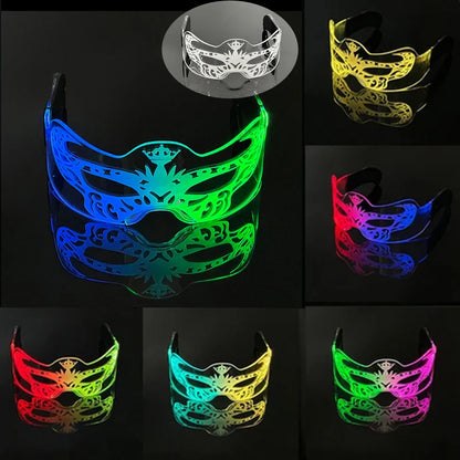LED Luminous Party Glasses – Futuristic Rainbow Space & Robot Rave Goggles with Star Lights for Concerts, DJ Events, Masquerade & Y2K Parties