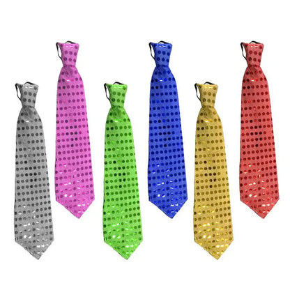 10PCS Men’s Sequined Neckties – 70s Retro Glitter Ties for Banquets, Festivals, Parties, Weddings & Costume Clothing Accessories