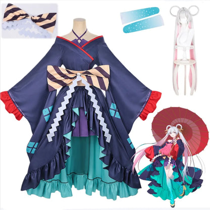 Cosmic Princess Kaguya / Tsukimi Yachiyo Cosplay Costume | Dark Blue Dress for Party, Stage Performance & Anime Convention