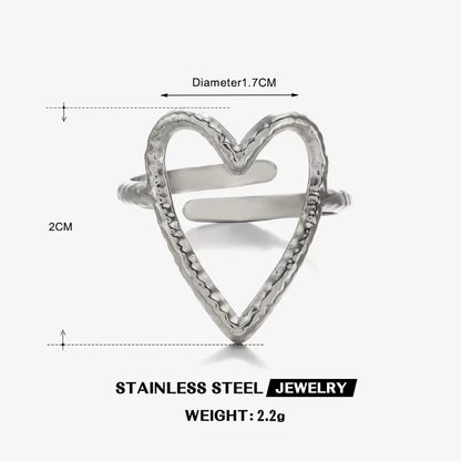 Gold Stainless Steel Heart Ring – Waterproof Hollow Heart Finger Ring for Women | Minimalist Fashion Jewelry Gift