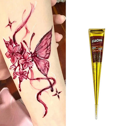 Conos de pasta de henna negra natural para tatuajes temporales – Arte corporal desechable para festivales, fiestas y bodas