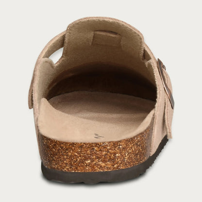 Zuecos de ante Crestar Cork – Zapatillas tipo mules unisex antideslizantes con soporte para el arco del pie