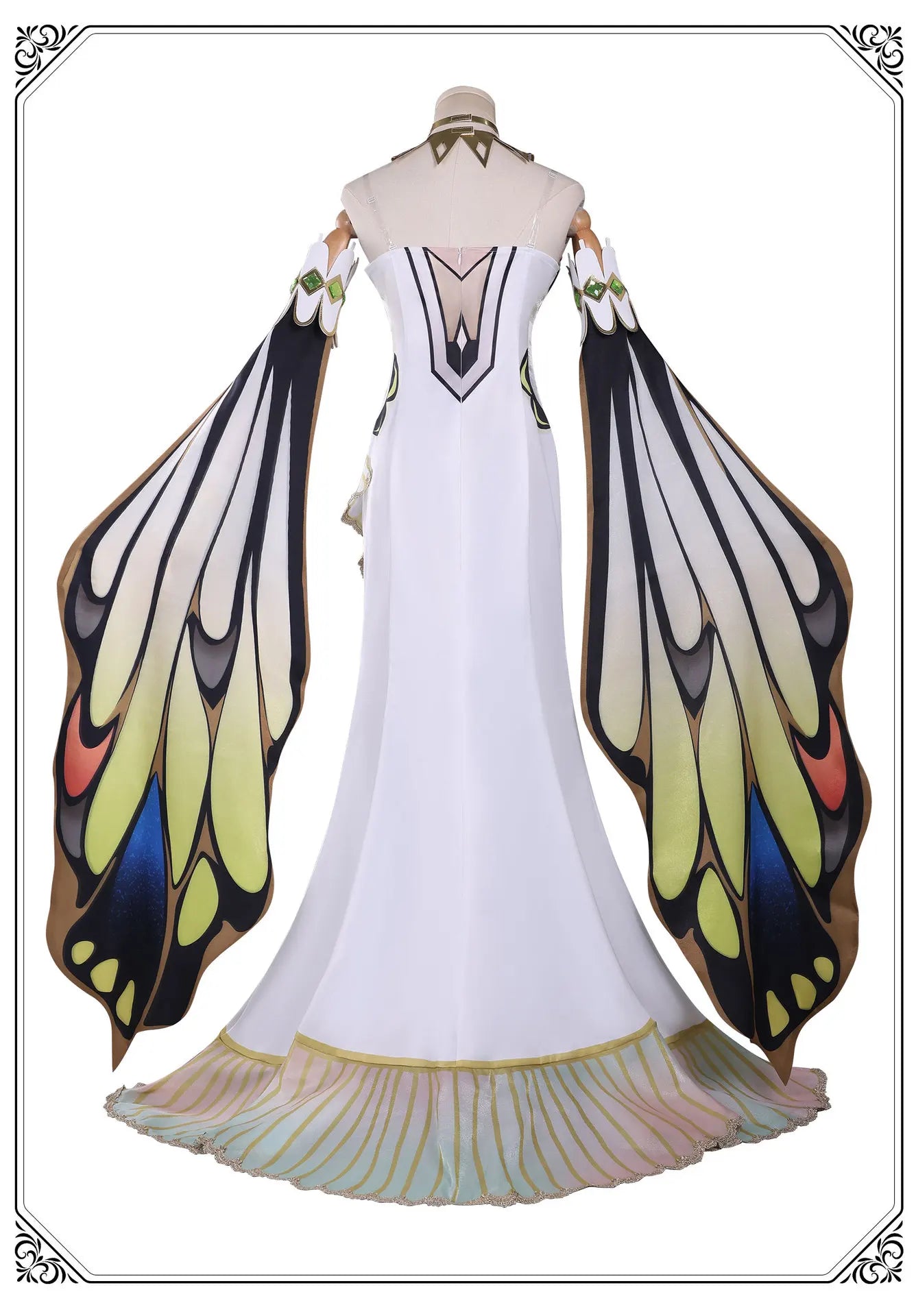 C.C. Cosplay Costume – Code Geass Black Lace Butterfly Long Dress Set with Wig (Anime Roleplay Outfit)