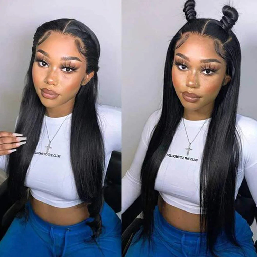 24/26 pulgadas de cabello humano brasileño liso para frontal de encaje – Cierre frontal de encaje transparente HD de 13x6 pre-arrancado | Extensión de cabello natural Remy