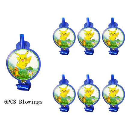 Pokémon Theme Birthday Party Decorations – Cartoon Pokémon Go Tableware Set (Cups, Plates & Pikachu Balloons) for Baby Shower & Party Favors