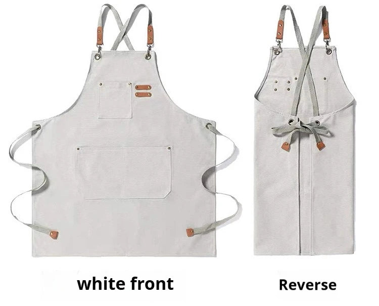 Delantal de trabajo de lona – Delantal de chef ajustable para cocina, barbacoa, restaurante y taller