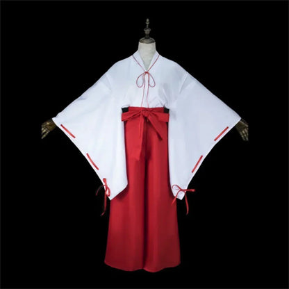 Inuyasha Cosplay Costume Set – Kagome / Kikyo Kimono Outfit with Wig & Shoes (Unisex Halloween Costume)