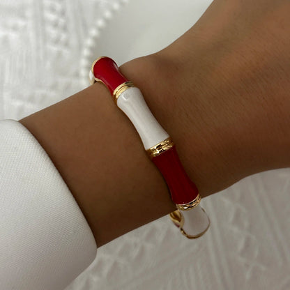 Elegante pulsera de esmalte de flores con circonitas – Pulsera retro chapada en oro con ojo turco floral para mujer | Joyería de moda para fiesta
