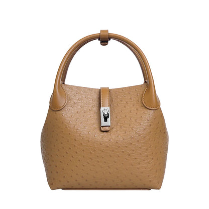 2026 Women's Ostrich-Texture PU Leather Bucket Bag Set – 2PCS Adjustable Strap Crossbody & Shoulder Handbags, Stylish Everyday Purse