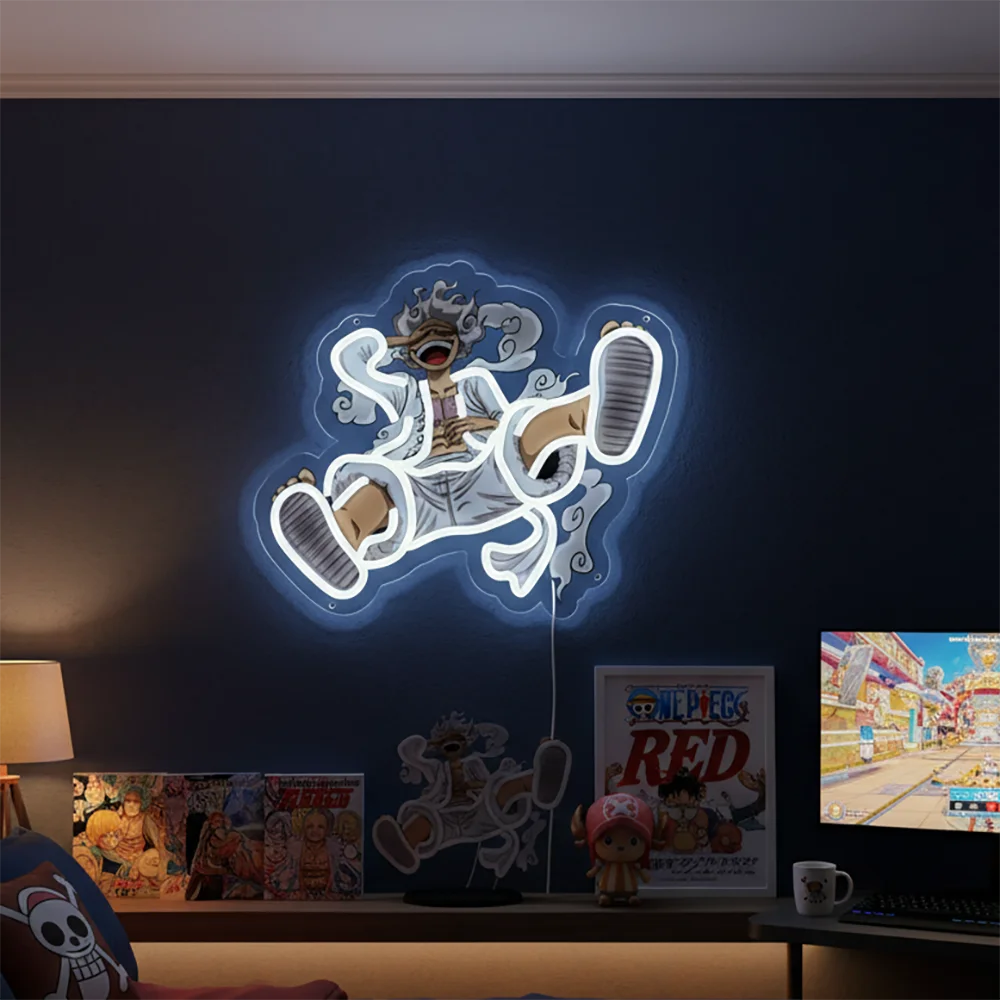 Anime Pirate-Inspired Acrylic Neon LED Light | Custom Artwork Decor for Home, Bar, Party & Shop