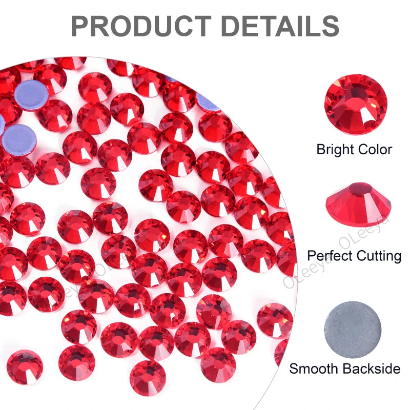 Set de diamantes de imitación de fijación en caliente de 1440 piezas – Piedras de cristal brillante de base plana para decoración de uñas, ropa y manualidades