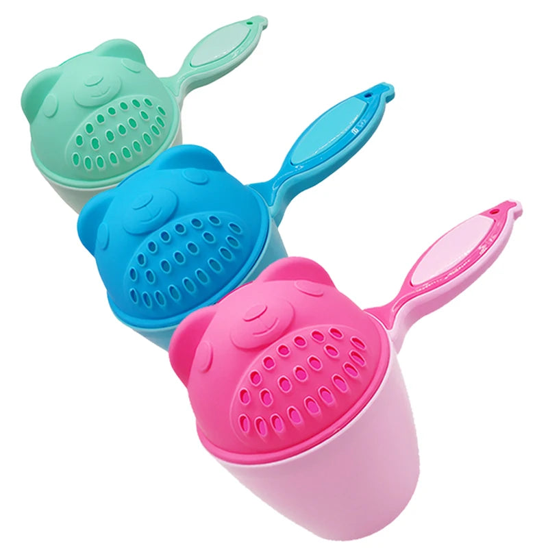 Vaso de enjuague para champú de bebé – Cucharón de agua de baño de oso de dibujos animados para bebés y niños pequeños