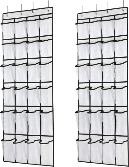 Over-the-Door Shoe Organizer - 12, 14 or 24 Pocket Hanging Shoe Storage with Large Mesh Pockets & 4 Hooks