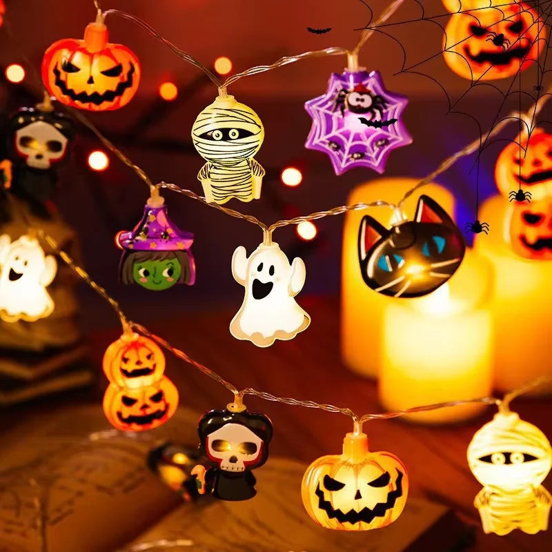 Halloween LED String Lights – Pumpkin, Skull & Eyeball Shaped Lanterns for Trick or Treat, Party, Haunted House & Horror Decor