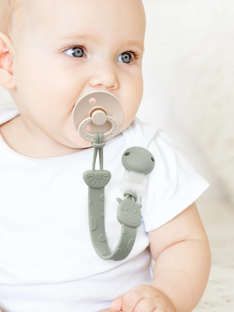 Clip de Chupete de Silicona sin BPA – Sujetachupetes de Una Sola Pieza para Bebés Niños y Niñas de 3+ Meses, Accesorio Seguro para Bebés