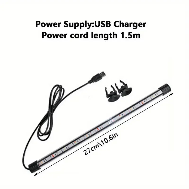 17-47cm Multicolor Aquarium LED Light – USB Waterproof Submersible Fish Tank Mood Lamp, Decorative Plant & Aquatic Grow Light