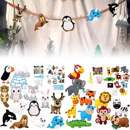 Kit de costura de animales del bosque para niños – Juego de manualidades de fieltro para principiantes, juguete educativo de costura, regalo de aprendizaje creativo y artístico para niñas