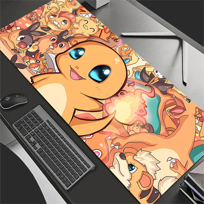 Alfombrilla de ratón XXL Pokémon Kawaii para juegos – Alfombrilla de escritorio extendida de goma antideslizante para teclado, PC, portátil y configuración de oficina