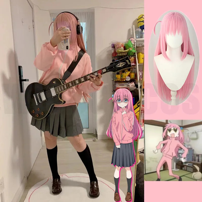 Bocchi the Rock! Cosplay Costume – Hitori Gotou / Ryou Yamada / Nijika Ijichi Pink School Uniform Set (Women’s Halloween Outfit)