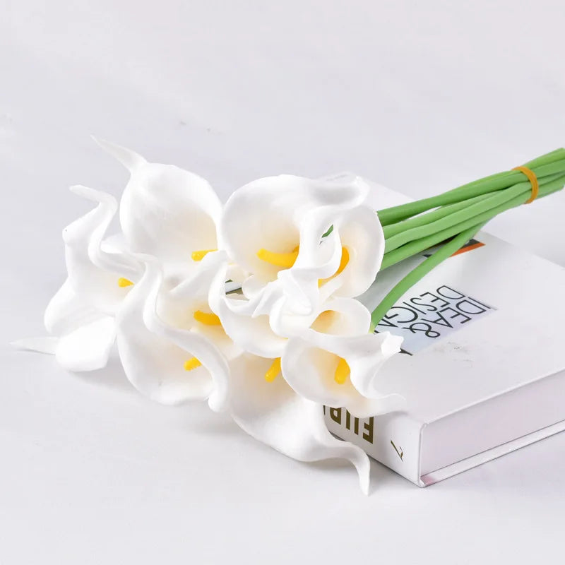 5/10/15/20pcs Real Touch Calla Lily Artificial Flowers – Realistic Faux Calla Lily Bouquet for Wedding Bridal Arrangements, Home Décor & Floral Decoration