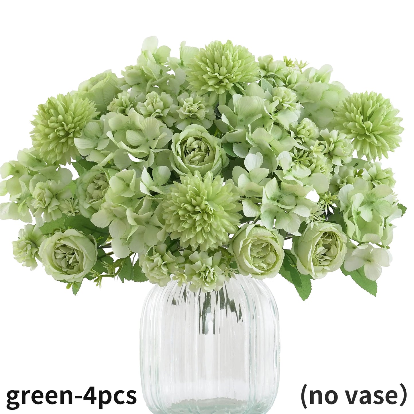Ramo de flores artificiales realista – Arreglo floral sintético de peonía, crisantemo e hortensia con tallos, decoración reutilizable para el hogar, decoración para bodas y accesorios de fotografía