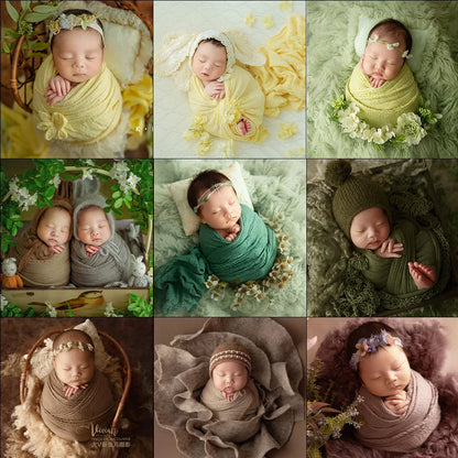 Envoltura profesional de fotografía para recién nacidos – Manta de muselina elástica de algodón suave para sesiones de fotos de bebés y accesorios de estudio