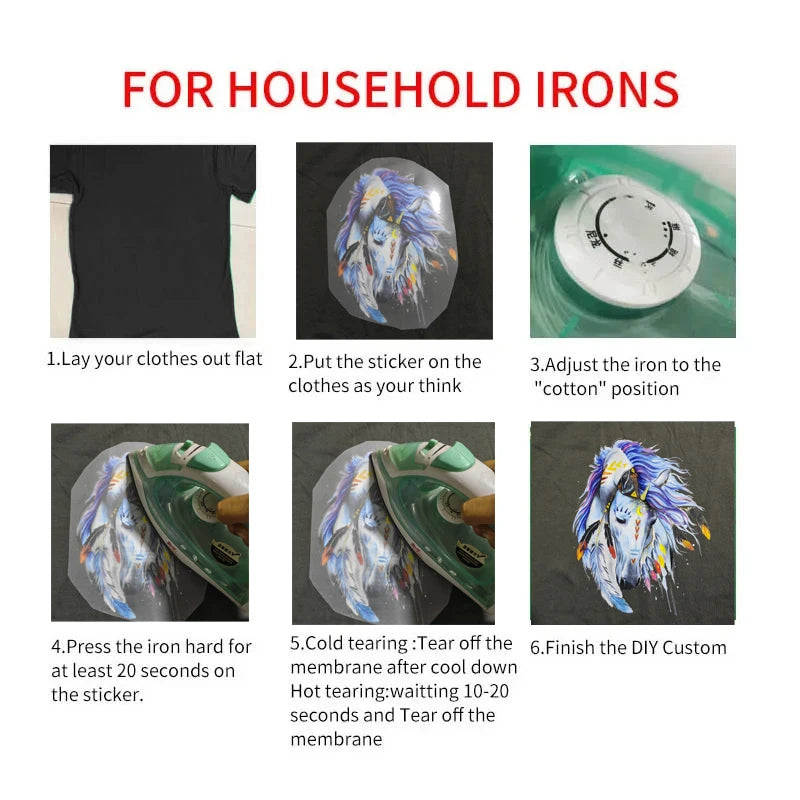 Custom DTF Heat Transfer Stickers – Ready to Press Logo & Photo Iron-On Transfers for Clothing | DIY Washable T-Shirt Thermal Patches
