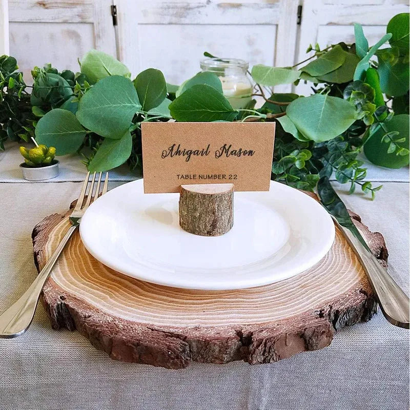 10PCS Mini Rustic Wooden Place Card Holders – Small Stand for Business Cards, Photos, Table Numbers & Name Signs, Wedding Party Decor