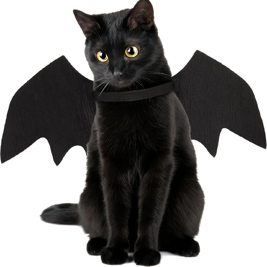 Pet Bat Wings Costume – Adjustable Soft Polyester Bat Wing Cosplay Outfit for Cats & Small Dogs, Cute Halloween Party Costume