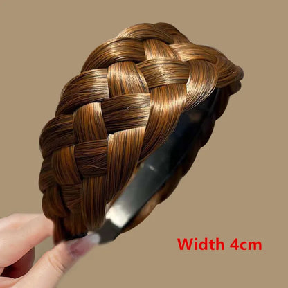 Diadema Bohemio Trenzado Sintético para Mujer Banda de Pelo Elástica para Fiestas y Cosplay