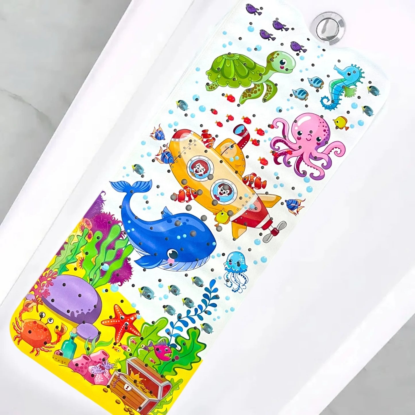 Cartoon Extra-Long Bathtub Mat 40x100cm – Non-Slip Shower & Bath Mat with Suction Cups and Drain Holes