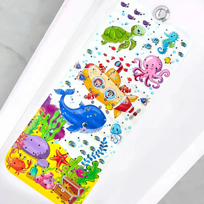 Cartoon Extra-Long Bathtub Mat 40x100cm – Non-Slip Shower & Bath Mat with Suction Cups and Drain Holes