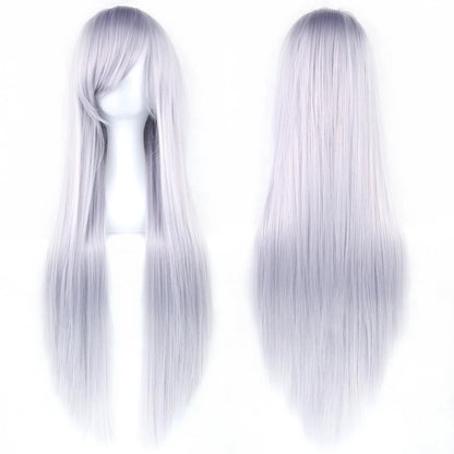 80cm Long Straight Multicolor Heat-Resistant Synthetic Cosplay Wig – Anime Halloween Party Costume Hairpiece